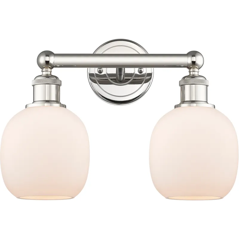 Belfast 2 Light 15 inch Polished Nickel Bath Vanity Light Wall Light in Matte White