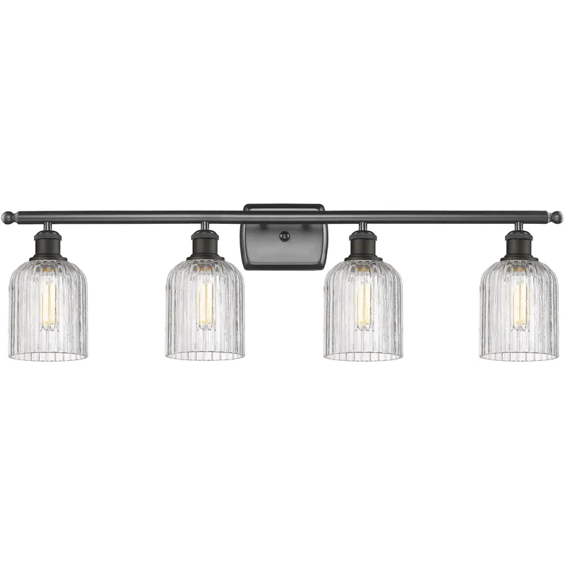 Bridal Veil 4 Light 35 inch Oil Rubbed Bronze Bath Vanity Light Wall Light in Clear