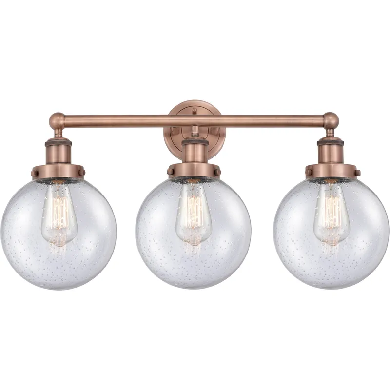 Beacon 3 Light 24.5 inch Antique Copper Bath Vanity Light Wall Light in Seedy