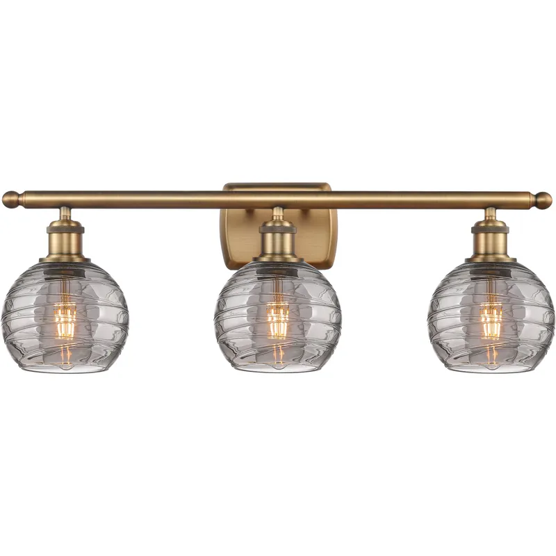 Ballston Athens Deco Swirl 3 Light 25.88 inch Brushed Brass Bath Vanity Light Wall Light