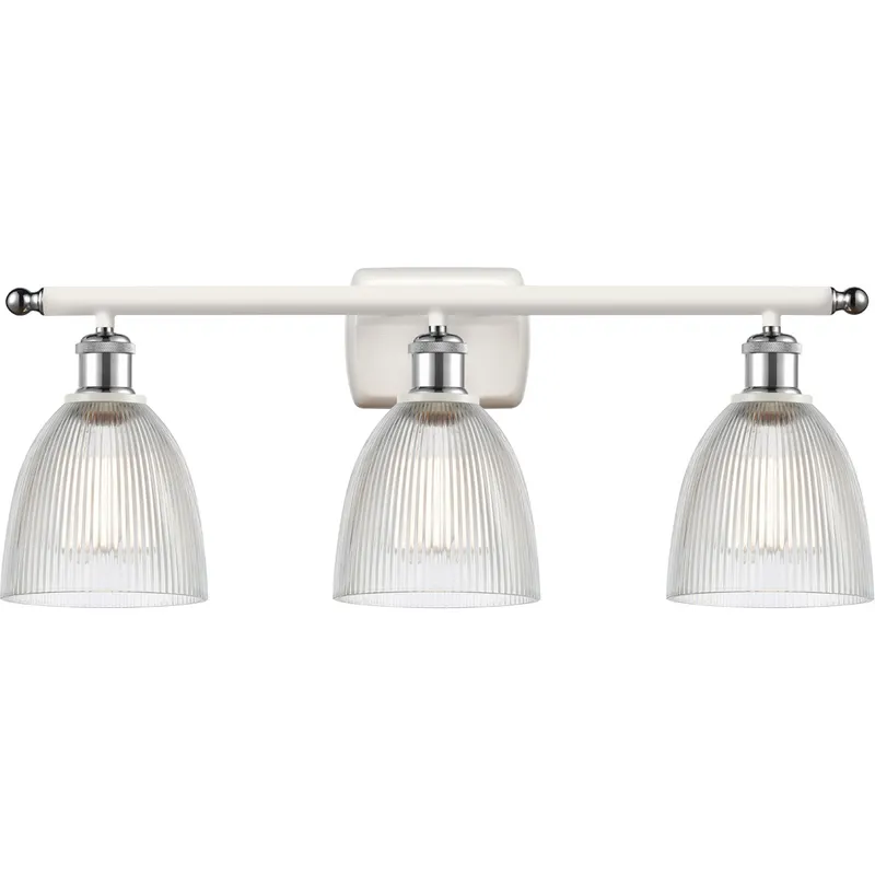 Ballston Castile 3 Light 26 inch White and Polished Chrome Bath Vanity Light Wall Light in Clear Glass, Ballston