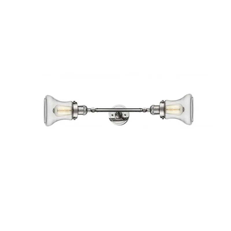 Franklin Restoration Bellmont 2 Light 6 inch Polished Nickel Bath Vanity Light Wall Light in Clear Glass, Franklin Restoration