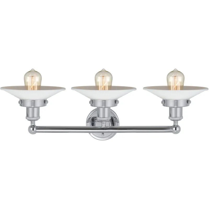 Edison Athens 3 Light 24 inch Polished Chrome Bath Vanity Light Wall Light in Matte White Glass