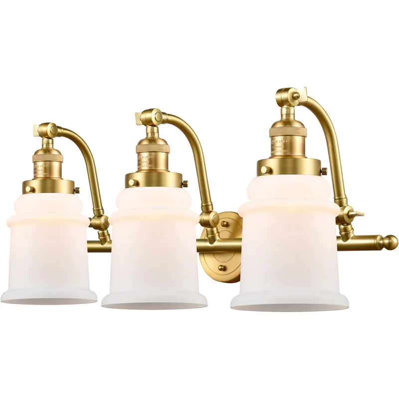 Franklin Restoration Canton LED 28 inch Satin Gold Bath Vanity Light Wall Light in Matte White Glass, Franklin Restoration