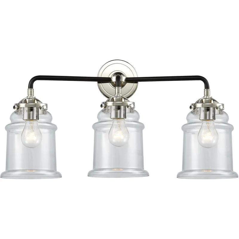 Nouveau Canton LED 24 inch Black Polished Nickel Bath Vanity Light Wall Light in Clear Glass, Nouveau