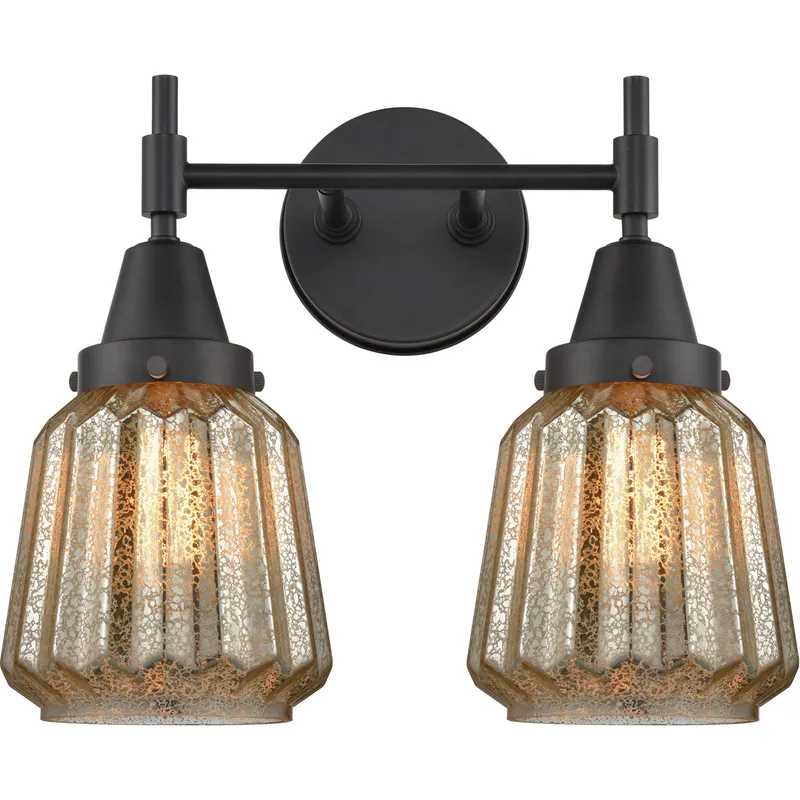 Caden LED 15.25 inch Matte Black Bath Vanity Light Wall Light in Mercury Glass