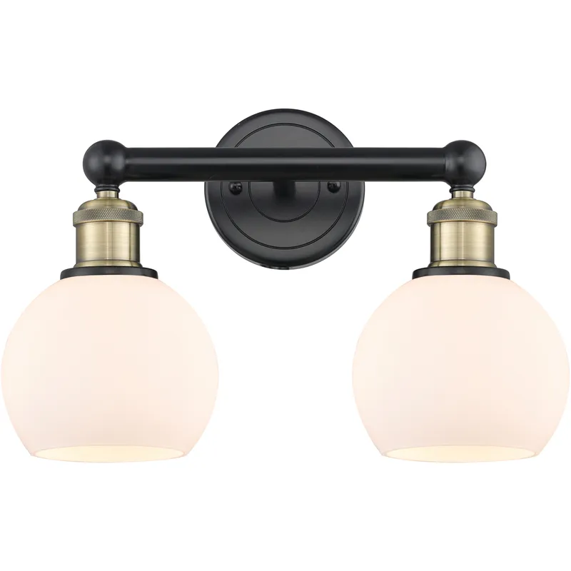Athens 2 Light 15 inch Black Antique Brass Bath Vanity Light Wall Light in Matte White