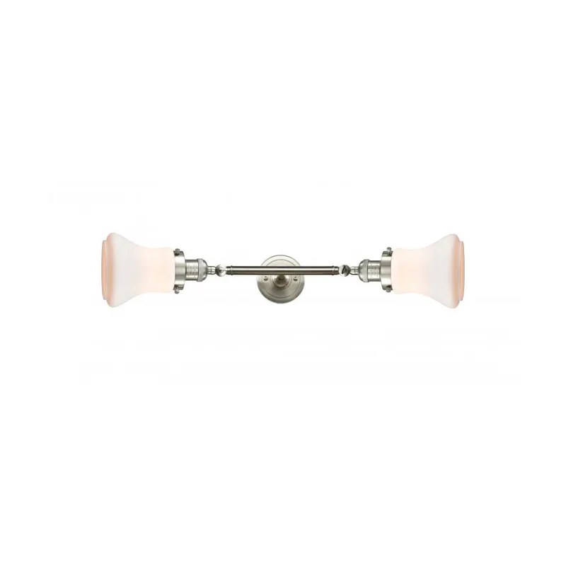 Franklin Restoration Bellmont 2 Light 6 inch Brushed Satin Nickel Bath Vanity Light Wall Light in Matte White Glass, Franklin Restoration