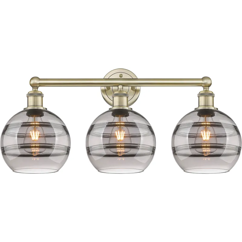 Edison Rochester 3 Light 26 inch Antique Brass Bath Vanity Light Wall Light
