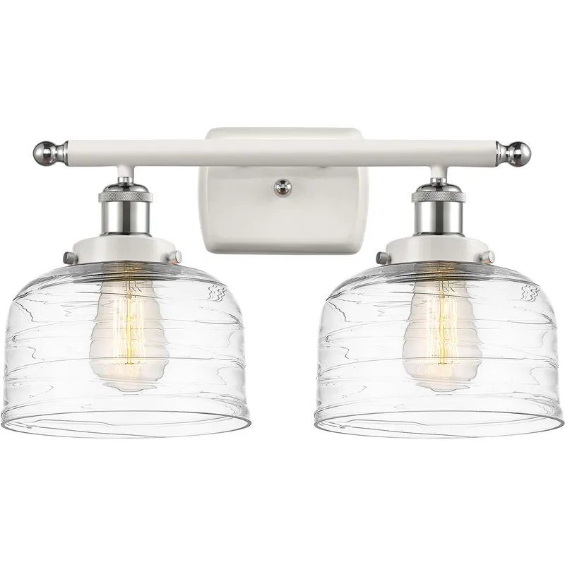 Ballston Bell 2 Light 16 inch White and Polished Chrome Bath Vanity Light Wall Light