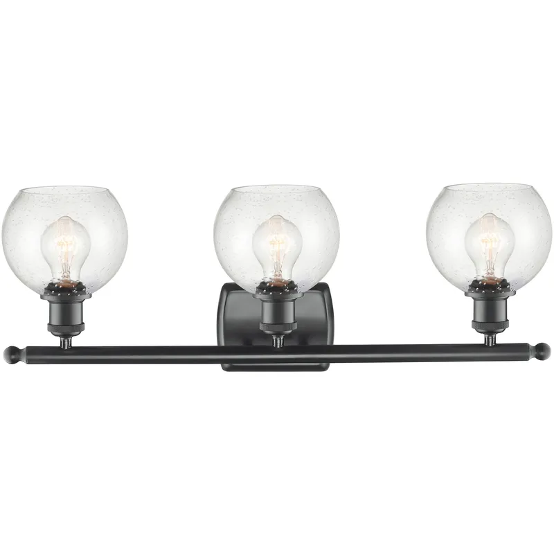 Ballston Athens LED 26 inch Matte Black Bath Vanity Light Wall Light in Seedy Glass
