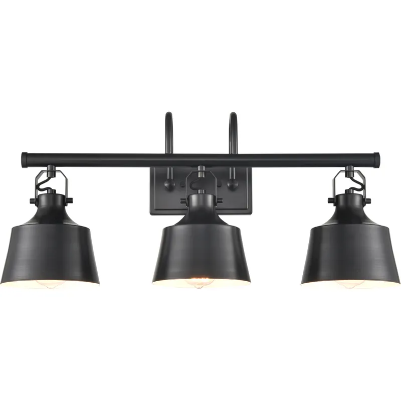 Auralume Provin 3 Light 28 inch Matte Black Bath Vanity Light Wall Light in Incandescent