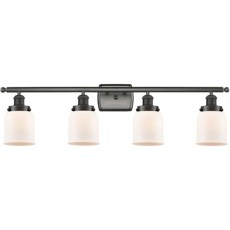Ballston Small Bell LED 36 inch Oil Rubbed Bronze Bath Vanity Light Wall Light in Matte White Glass, Ballston