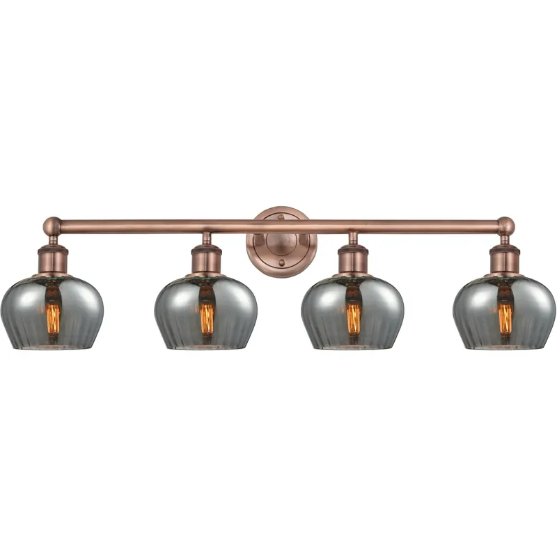 Fenton 4 Light 33.5 inch Antique Copper Bath Vanity Light Wall Light in Plated Smoke