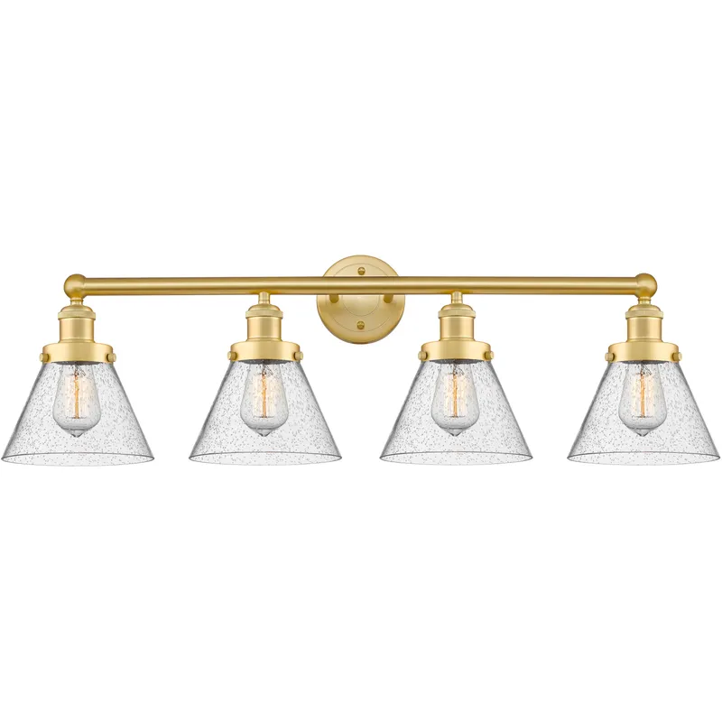 Cone 4 Light 33.5 inch Satin Gold Bath Vanity Light Wall Light in Seedy