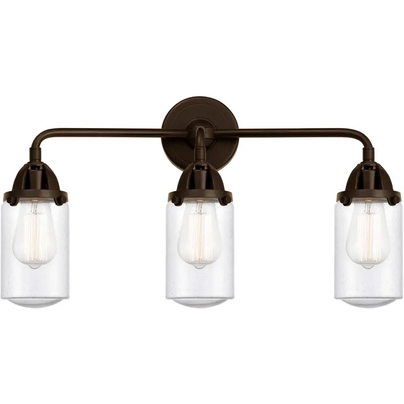 Nouveau 2 Dover LED 23 inch Oil Rubbed Bronze Bath Vanity Light Wall Light in Seedy Glass