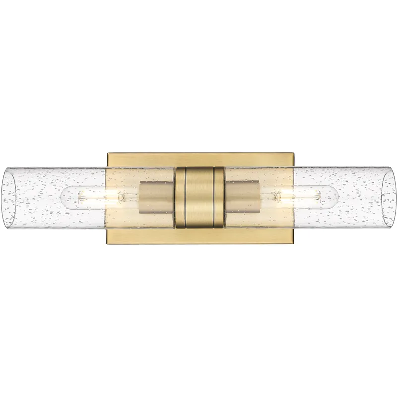 Ballston Urban 2 Light 18 inch Brushed Brass Bath Vanity Light Wall Light in Seedy Glass
