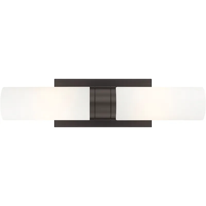 Ballston Urban 2 Light 18 inch Oil Rubbed Bronze Bath Vanity Light Wall Light in Matte White Glass