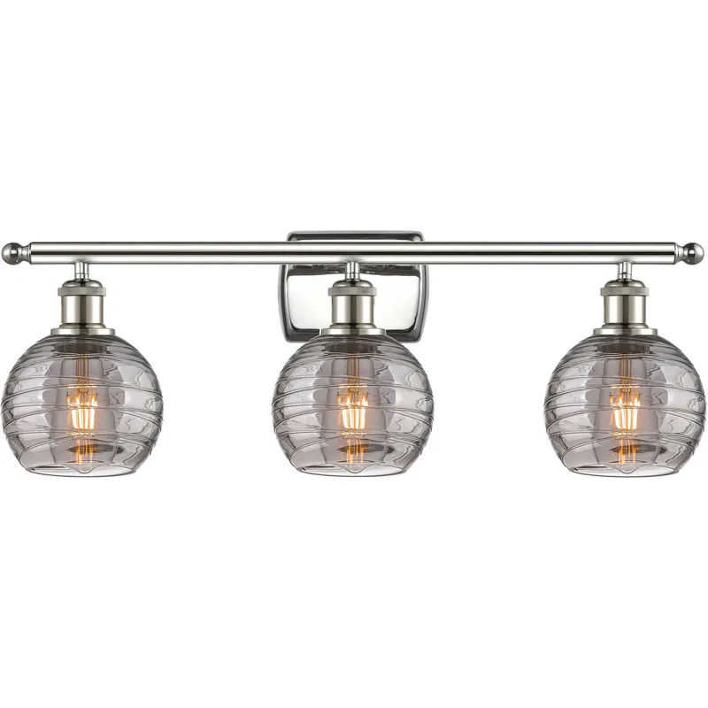 Ballston Athens Deco Swirl 3 Light 25.88 inch Polished Nickel Bath Vanity Light Wall Light