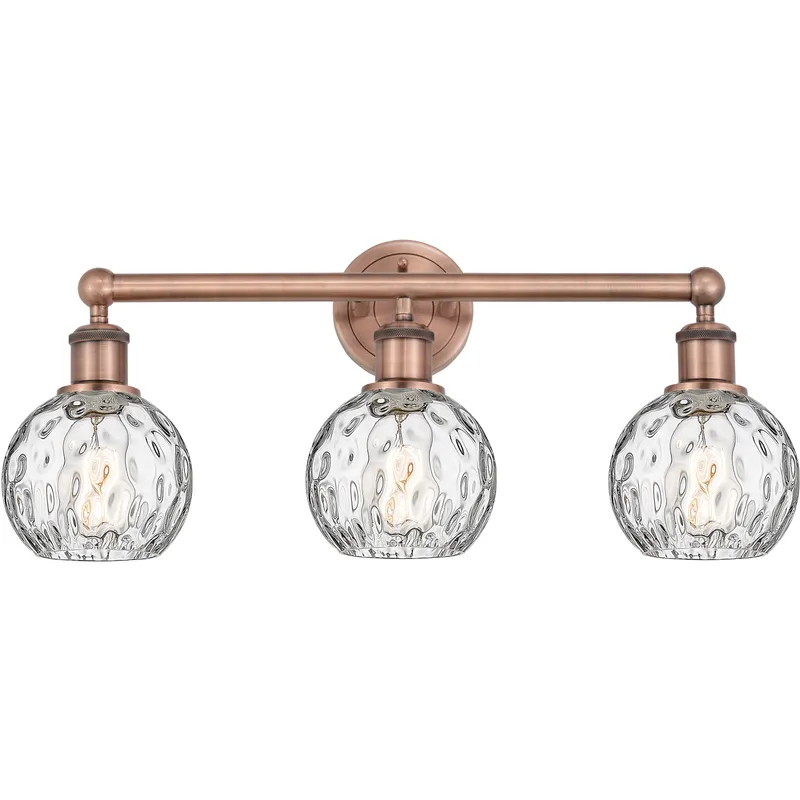 Athens Water Glass 3 Light 24 inch Antique Copper Bath Vanity Light Wall Light