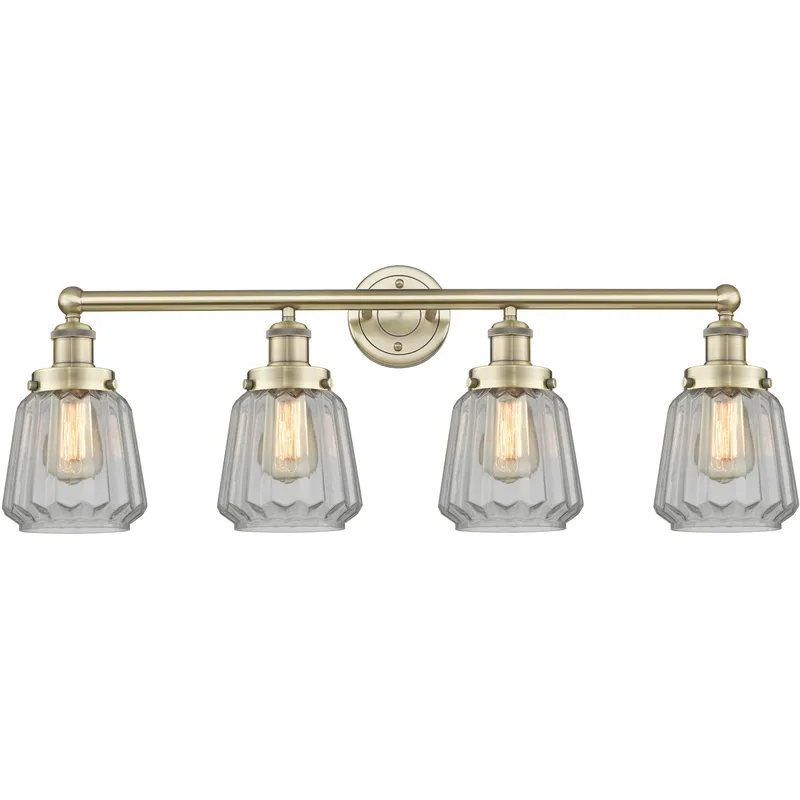 Chatham 4 Light 33.5 inch Antique Brass Bath Vanity Light Wall Light in Clear