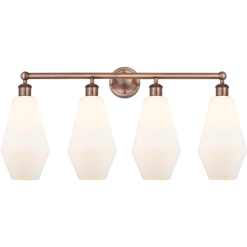 Cindyrella 4 Light 34 inch Antique Copper Bath Vanity Light Wall Light in Cased Matte White