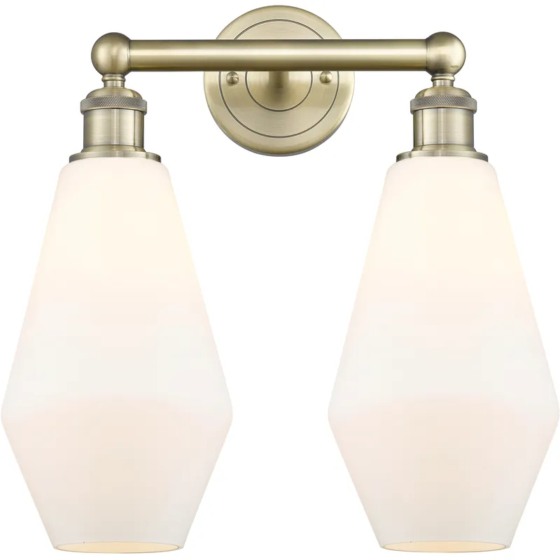 Cindyrella 2 Light 16 inch Antique Brass Bath Vanity Light Wall Light in Cased Matte White
