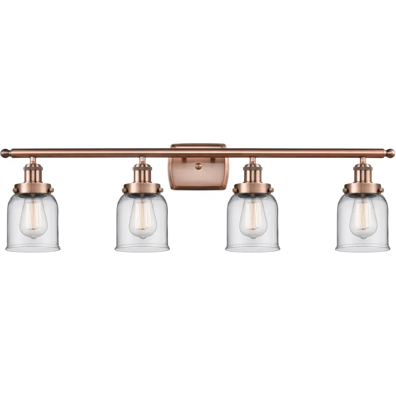 Ballston Small Bell LED 36 inch Antique Copper Bath Vanity Light Wall Light in Clear Glass