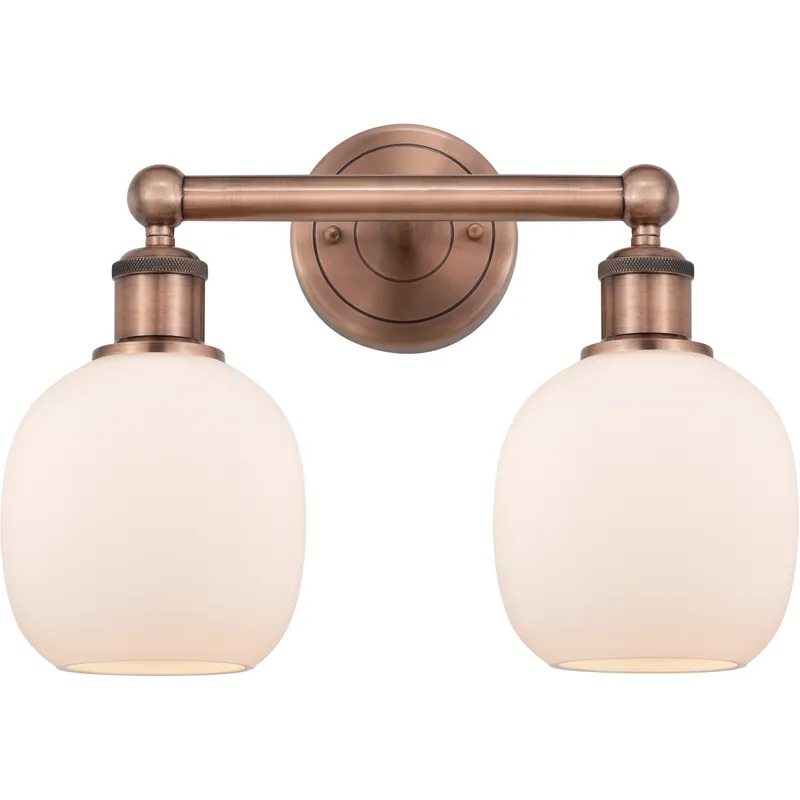 Belfast 2 Light 15 inch Antique Copper Bath Vanity Light Wall Light in Matte White