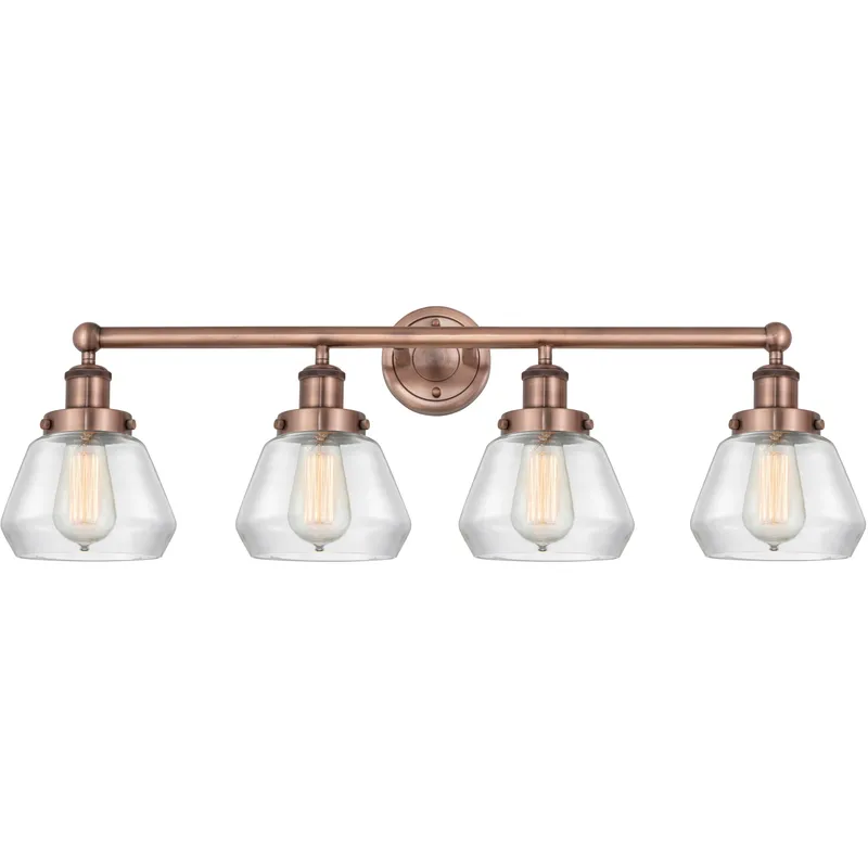 Fulton 4 Light 33.5 inch Antique Copper Bath Vanity Light Wall Light in Clear