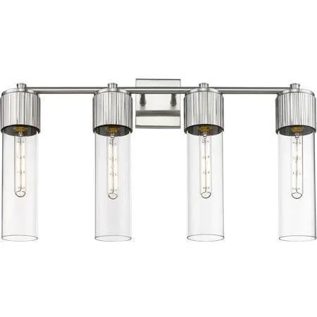 Bolivar 4 Light 31 inch Satin Nickel Bath Vanity Light Wall Light in Clear Glass