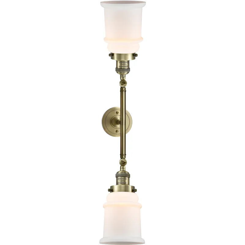 Franklin Restoration Canton 2 Light 17 inch Antique Brass Bath Vanity Light Wall Light in Incandescent, Matte White Glass, Franklin Restoration
