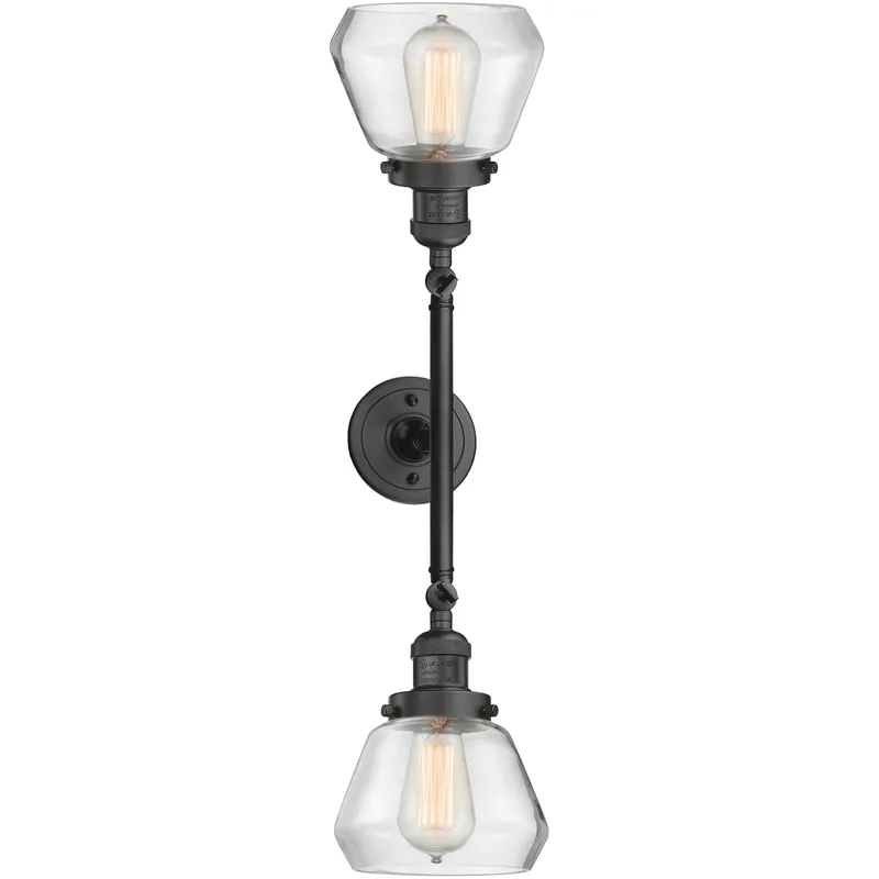 Franklin Restoration Fulton 2 Light 17 inch Oil Rubbed Bronze Bath Vanity Light Wall Light in Clear Glass, Franklin Restoration