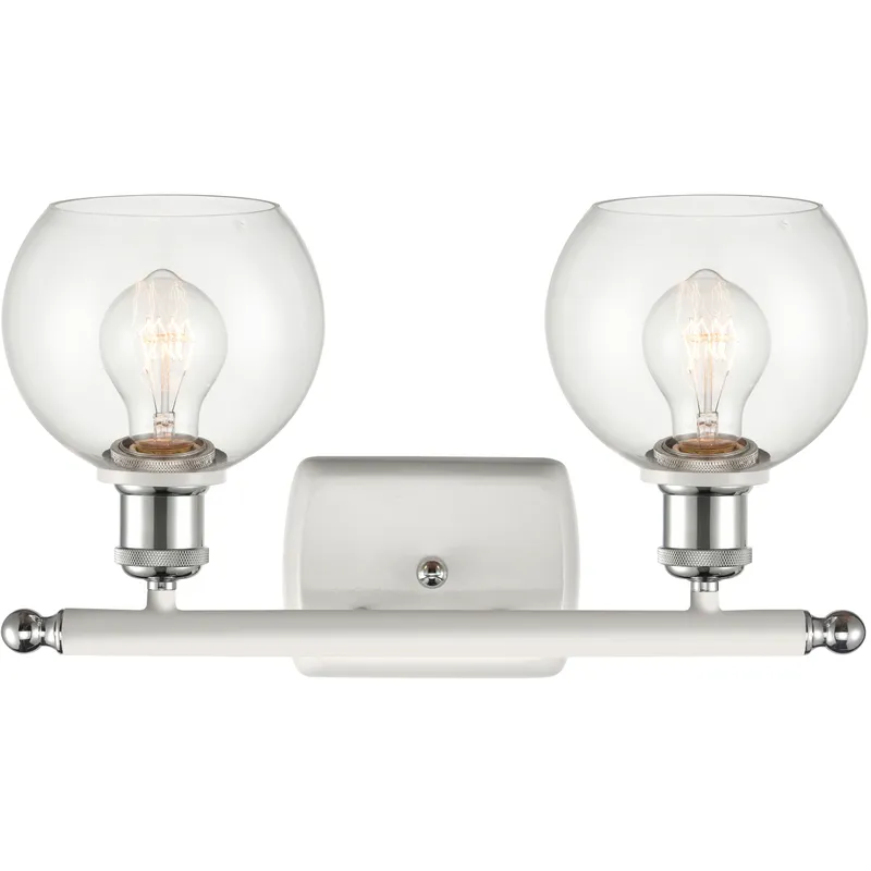 Ballston Athens 2 Light 16 inch White and Polished Chrome Bath Vanity Light Wall Light in Clear Glass