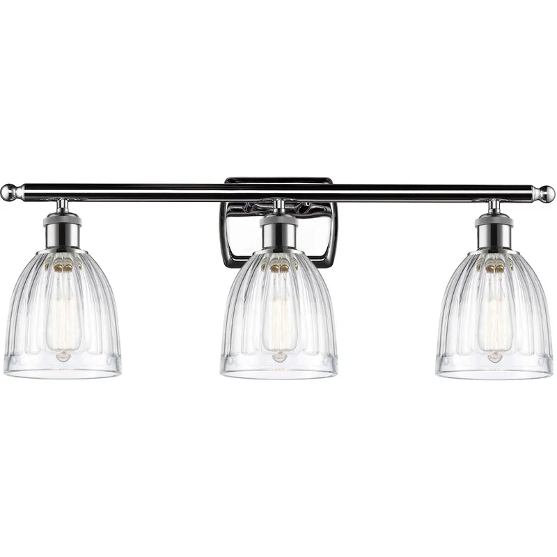 Ballston Brookfield 3 Light 26 inch Polished Chrome Bath Vanity Light Wall Light in Clear Glass, Ballston