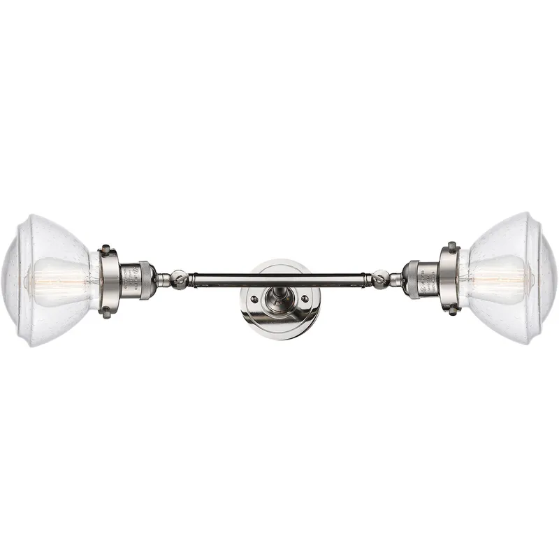 Franklin Restoration Olean 2 Light 7 inch Polished Nickel Bath Vanity Light Wall Light in Seedy Glass, Franklin Restoration