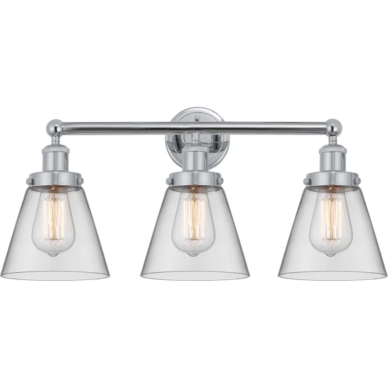 Cone 3 Light 24.5 inch Polished Chrome Bath Vanity Light Wall Light