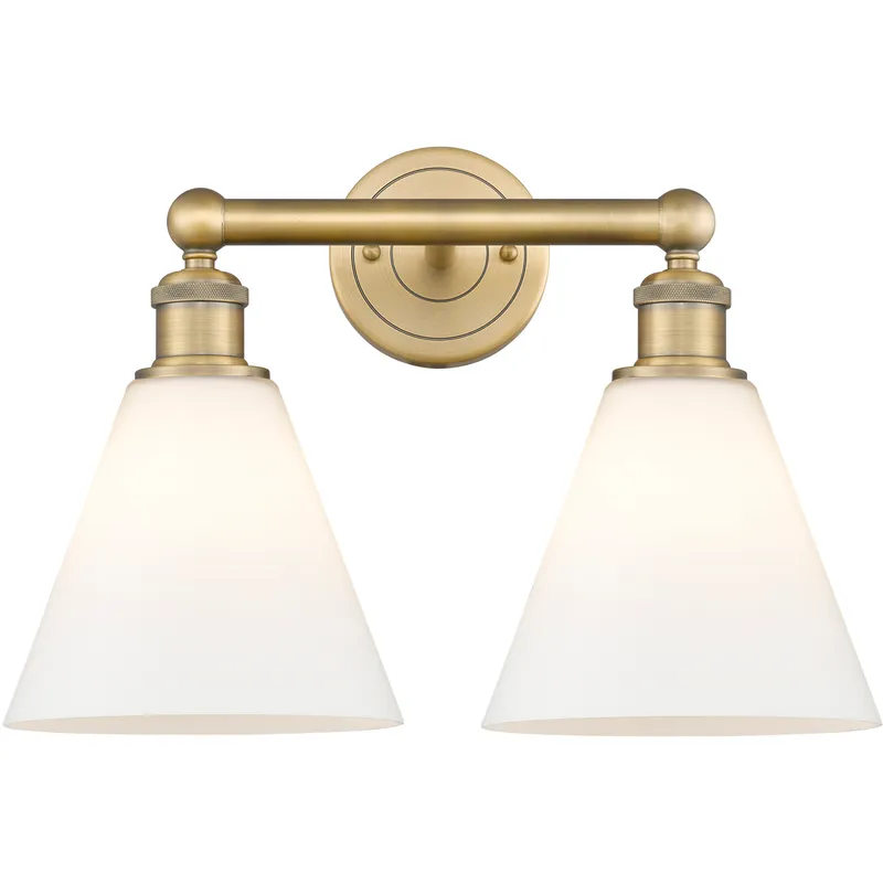Berkshire 2 Light 17 inch Brushed Brass Bath Vanity Light Wall Light in Matte White