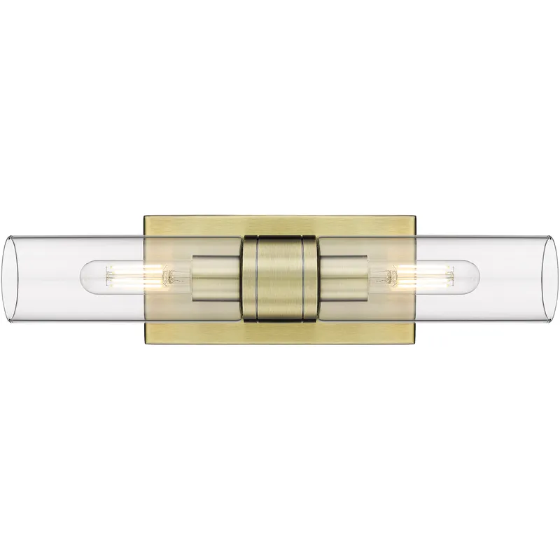 Ballston Urban 2 Light 18 inch Antique Brass Bath Vanity Light Wall Light in Clear Glass