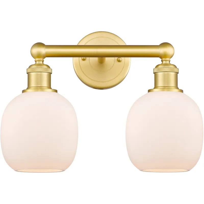 Belfast 2 Light 15 inch Satin Gold Bath Vanity Light Wall Light in Matte White