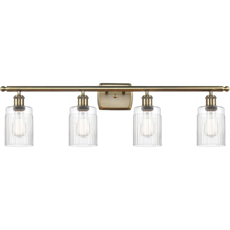 Ballston Hadley LED 36 inch Antique Brass Bath Vanity Light Wall Light in Clear Glass, Ballston