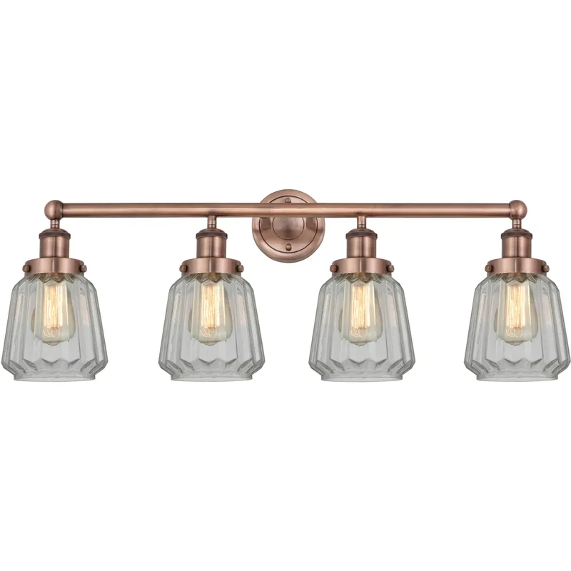 Chatham 4 Light 33.5 inch Antique Copper Bath Vanity Light Wall Light in Clear