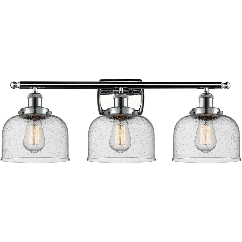 Ballston Large Bell LED 26 inch Polished Chrome Bath Vanity Light Wall Light in Seedy Glass, Ballston