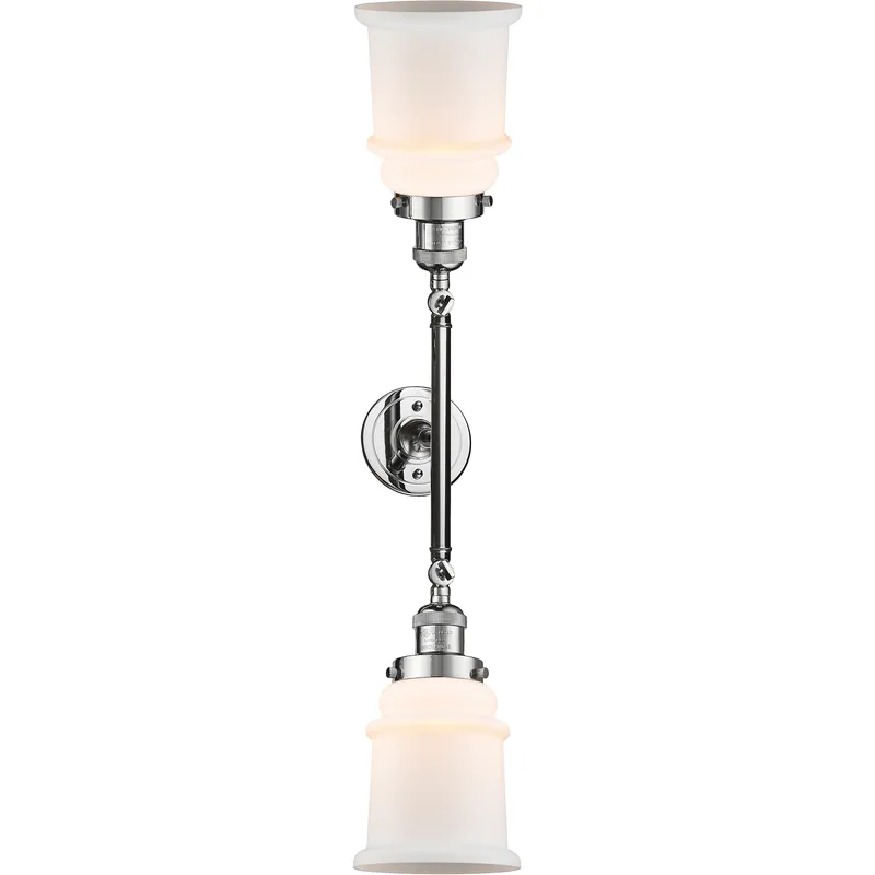 Franklin Restoration Canton 2 Light 17 inch Polished Chrome Bath Vanity Light Wall Light in Matte White Glass, Franklin Restoration