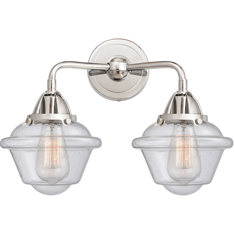 Nouveau 2 Small Oxford 2 Light 16 inch Polished Chrome Bath Vanity Light Wall Light in Seedy Glass