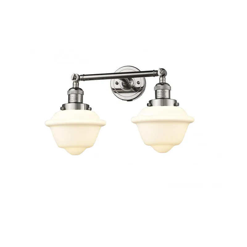 Franklin Restoration Small Oxford 2 Light 17 inch Polished Nickel Bath Vanity Light Wall Light in Matte White Glass, Franklin Restoration