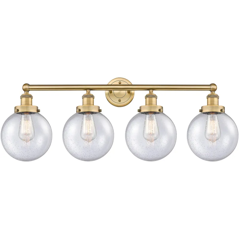 Beacon 4 Light 33.5 inch Brushed Brass Bath Vanity Light Wall Light in Seedy