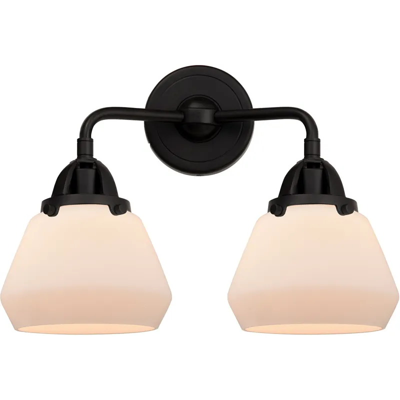 Nouveau 2 Fulton LED 14.75 inch Matte Black Bath Vanity Light Wall Light in Matte White Glass