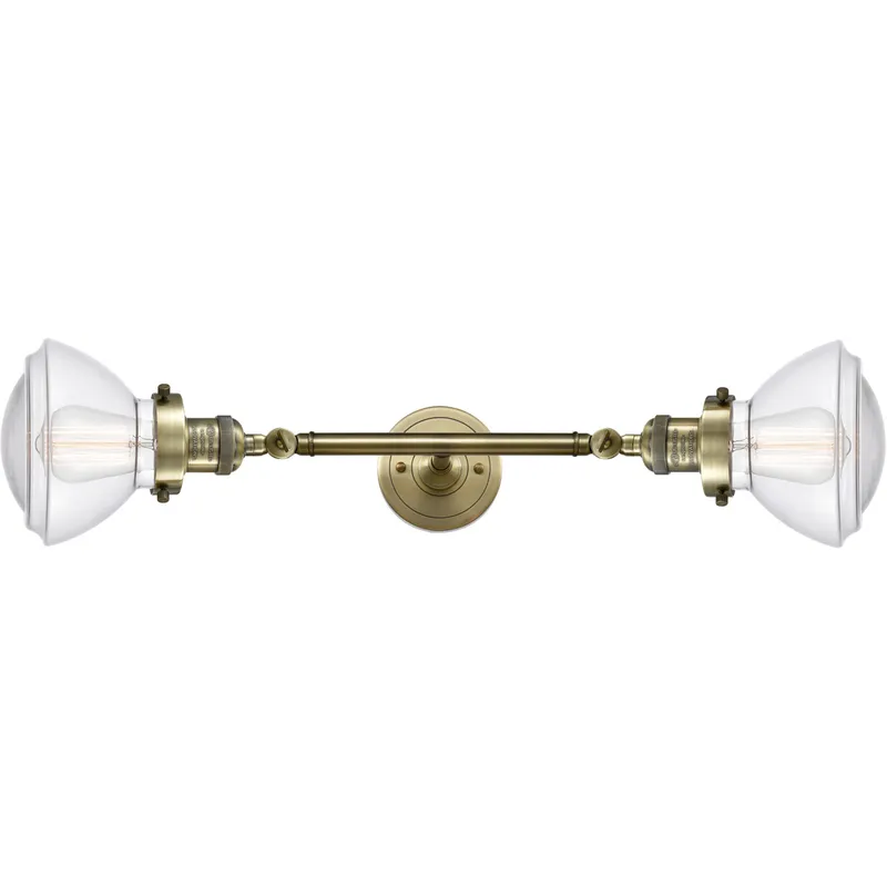 Franklin Restoration Olean 2 Light 7 inch Antique Brass Bath Vanity Light Wall Light in Incandescent, Clear Glass, Franklin Restoration