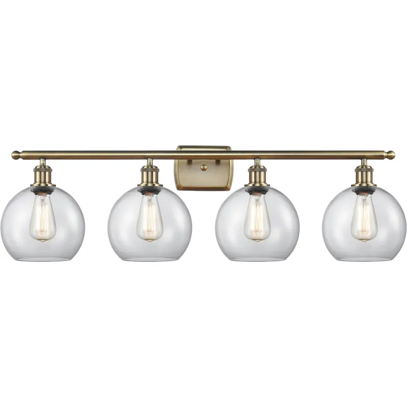 Ballston Athens 4 Light 36 inch Antique Brass Bath Vanity Light Wall Light, Ballston